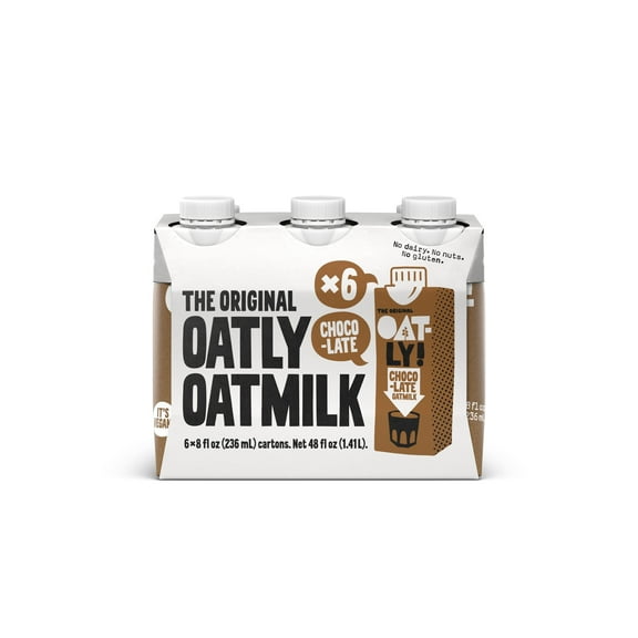 Oatly Chocolate Oatmilk, Ambient Dairy-Free Milk, 8 fl oz Shelf-Stable Cartons, 6 Pack