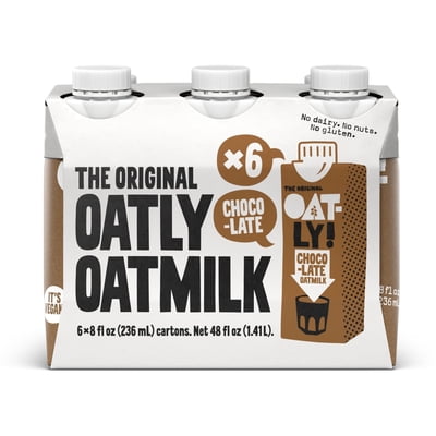 Oatly Chocolate Oatmilk, Ambient Dairy-Free Milk, 8 fl oz Shelf-Stable Cartons (6 Pack)