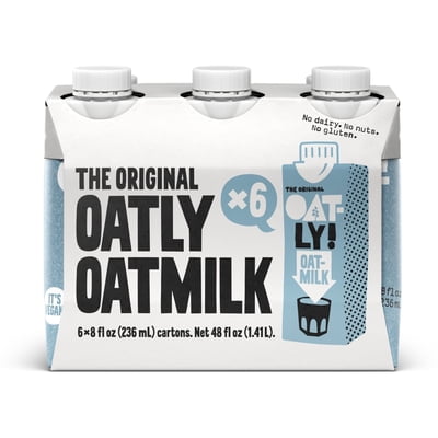 Oatly Original Oatmilk, Ambient Dairy-Free Milk, 8 fl oz Shelf-Stable Cartons (6 Pack)