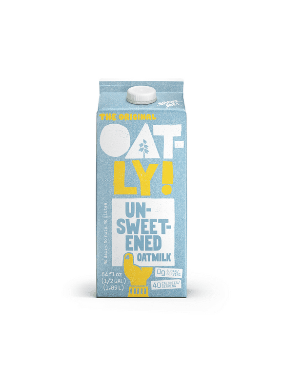 Oatly Unsweetened Oatmilk, Dairy-Free Milk, 64 fl oz Refrigerated Carton