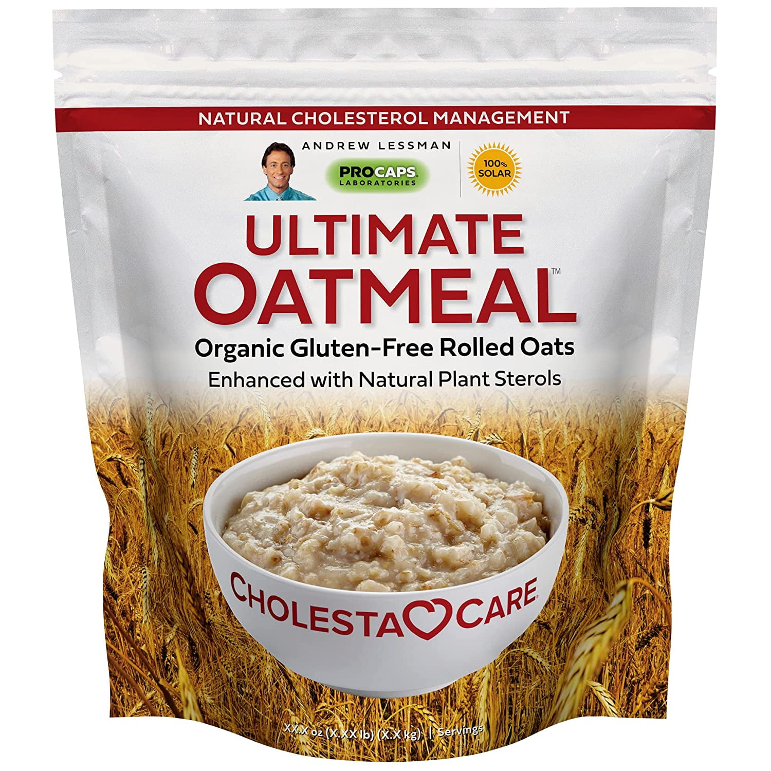 Oatmeal 30 Servings Premium Organic, GlutenFree Rolled Oats, Heart