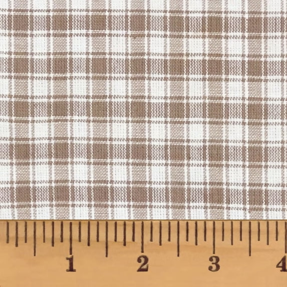 Oatmeal 4 Plaid Homespun Cotton Fabric Sold by the Yard- by JCS