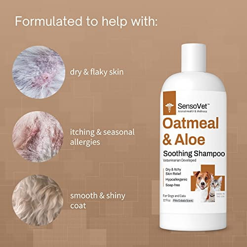 Oatmeal & Aloe Shampoo for Dogs and Cats, Moisturizing Formula for Dry