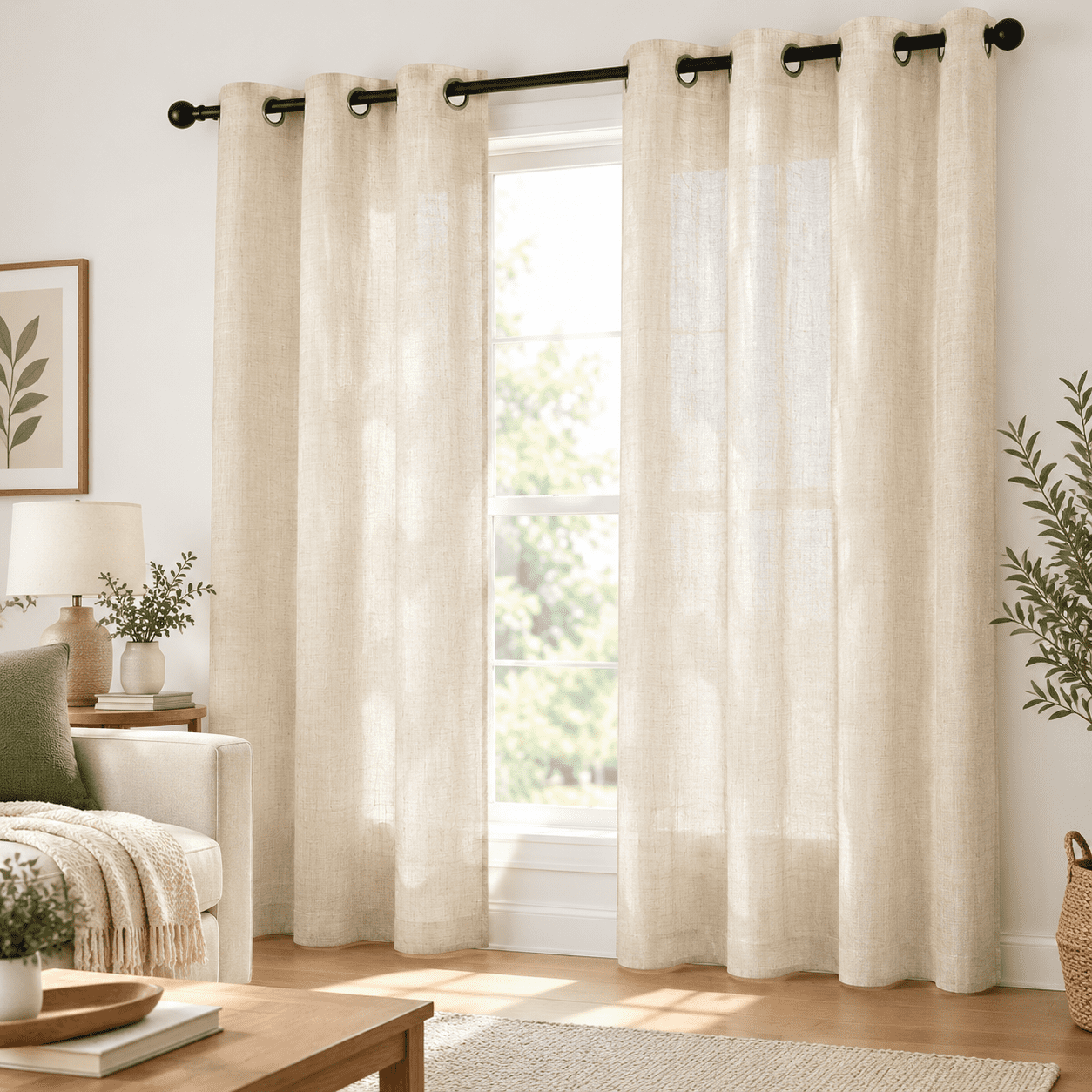 Purifier Panel Oatmeal Birch Beige Linen Curtagrommet 84 Inches Long 2 Panels Greige ...