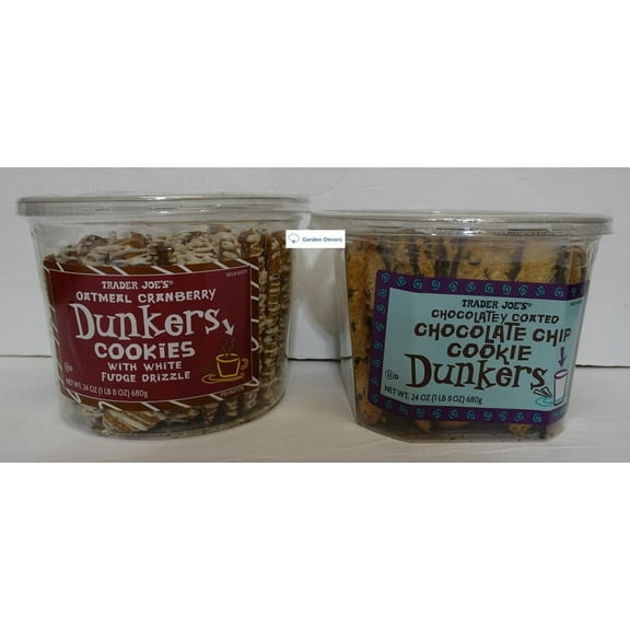 Oatmeal Cranberry & Chocolatey Coated Chocolate Chip Cookie Dunkers 24oz 680g (Two Containers)