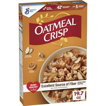 Oatmeal Crisp Heart Healthy Cereal, High Fiber Cereal Made with Whole Grain, 19.7 oz
