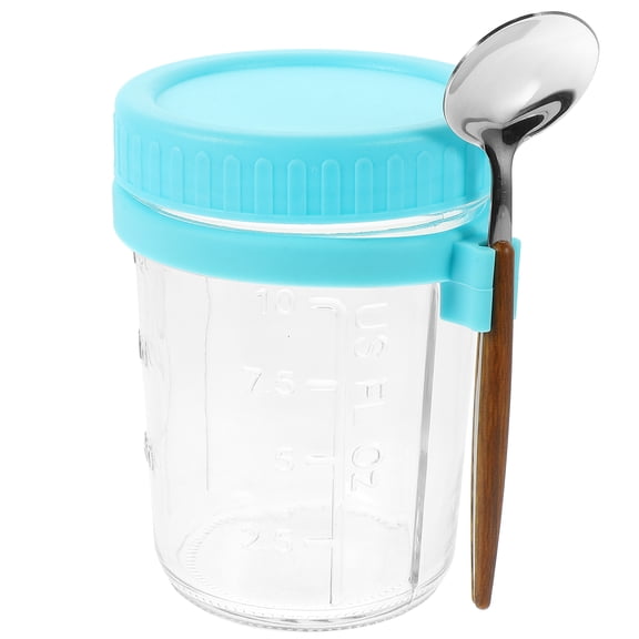 Oatmeal Cup Salad Jars with Measurement Marks Glass Breakfast Mason Container Clear