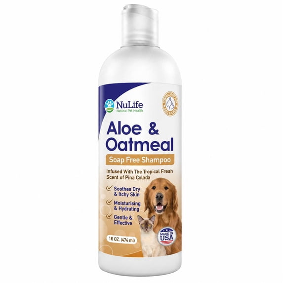 Oatmeal Dog Shampoo with Aloe Vera, Sensitive Skin Relief, Hypoallergenic, Pina Colada Scent, 16oz