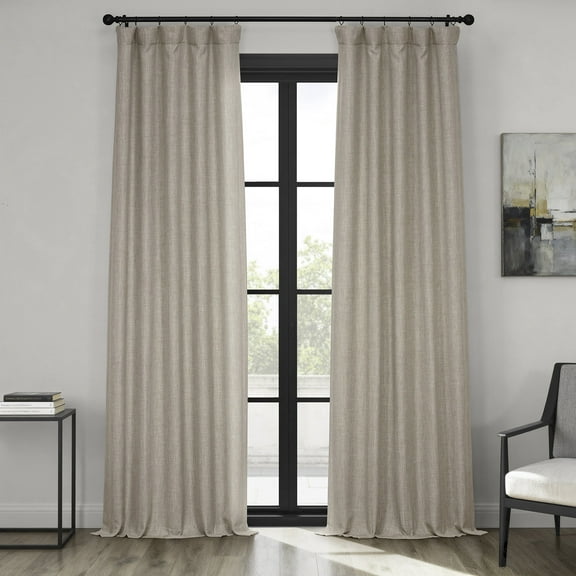 Oatmeal Faux Linen Room Darkening Curtain (1 Panel), Oatmeal, 50W X 96L