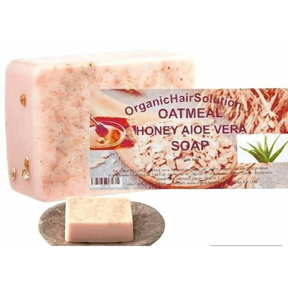 Organic Hair Solution Oatmeal Honey Bar Soap, Aloe Vera & Shea Butter, Sensitive Skin, Pack of 2