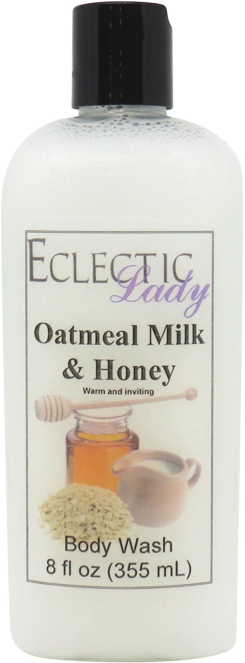 Oatmeal Milk And Honey Body Wash by Eclectic Lady, Liquid Shower Gel for Women and Men, 8 Ounces