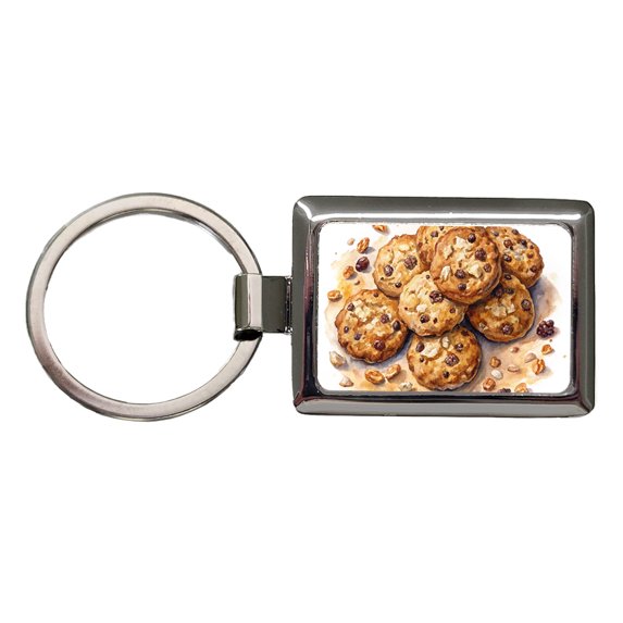 Oatmeal Raisin Cookies Metal Rectangle Keychain