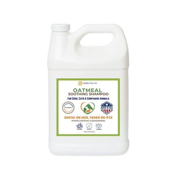 Oatmeal Shampoo Vet-Recommended Itch Relief for Dogs, Cats Horses Hypoallergenic, Moisturizing Deodorizing 1 Gallon Made in USA