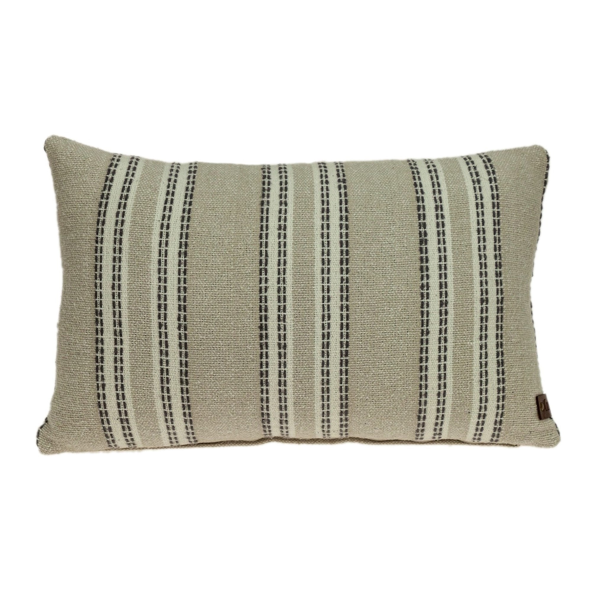 Casual Finesse Oatmeal Stripe Weave Lumbar Throw Pillow
