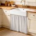 thumbnail image 1 of Oatmeal Striped Vintage Cabinet Curtains 35"W x 35"L, Light Brown Farmhouse Rustic Lines Sink Skirt for Bathroom Vanity Kitchen Self Adhesive, Dust-Proof Privacy Curtain for Shelves Closet Laundry, 1 of 8