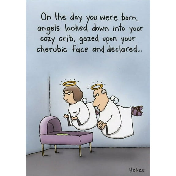 Oatmeal Studios Angels at Crib Funny / Humorous Birthday Card