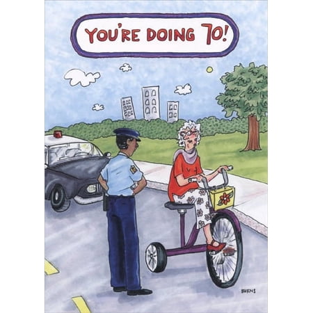 Oatmeal Studios Bicycle Traffic Stop Teresa Burns Parkhurst Funny 70th Feminine Birthday Card