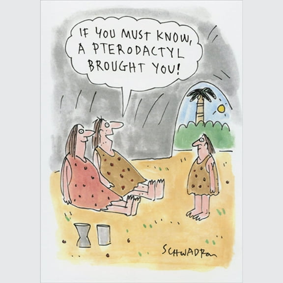 Oatmeal Studios Cave Parents Explain Pterodactyl Delivery Funny / Humorous Birthday Card