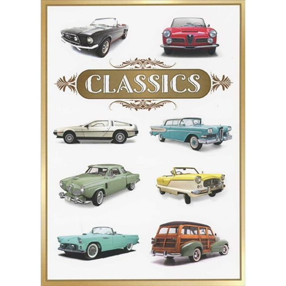 Oatmeal Studios Classics: Eight Classic Cars on White Background Funny / Humorous Photo Birthday Card