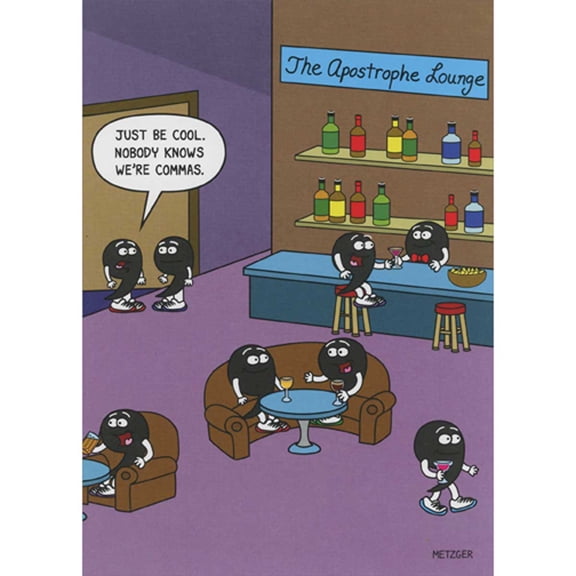 Oatmeal Studios Commas in Apostrophe Lounge Funny / Humorous Birthday Card