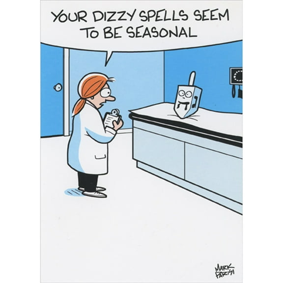 Oatmeal Studios Doctor and Dreidel: Dizzy Spells Seem to Be Seasonal Humorous / Funny Hanukkah Card (1 card/1 envelope)