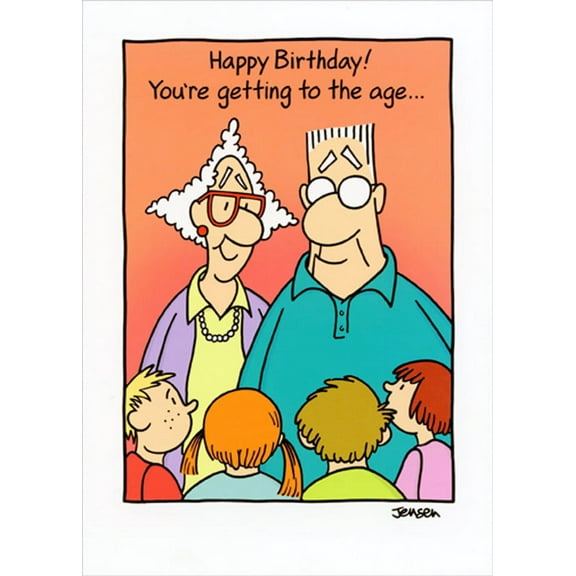 Oatmeal Studios Getting to the Age : Man, Woman and Small Kids Funny / Humorous Over the Hill Birthday Card