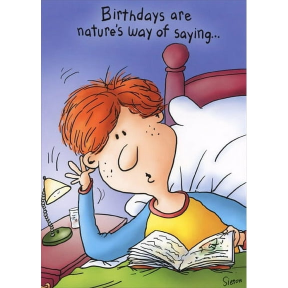 Oatmeal Studios Kid Listening in Bed Funny Michael Sieron Birthday Card