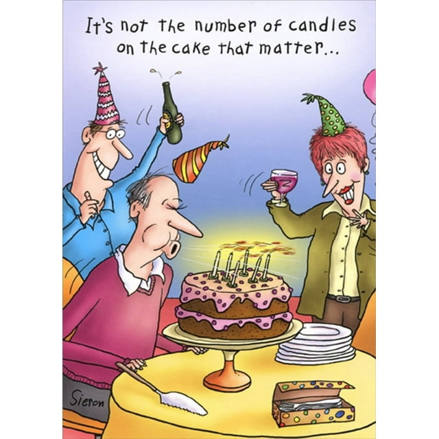 Oatmeal Studios Man Blowing Out Candles Funny / Humorous Masculine 70th ...