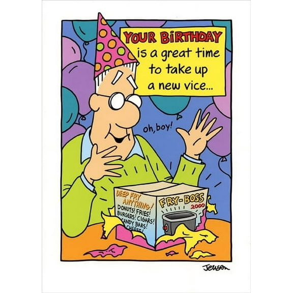 Oatmeal Studios Man Opening Fryer Funny Masculine Birthday Card