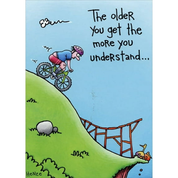 Oatmeal Studios Mountain Bike Ramp Stunt Funny Birthday Card