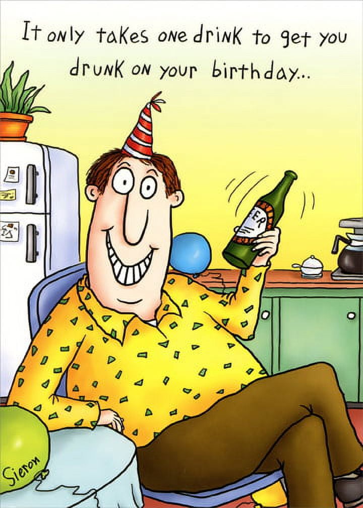 Oatmeal Studios One Drink To Get You Drunk Funny Masculine Birthday Card - Walmart.com for Free Printable Funny Birthday Cards For Men