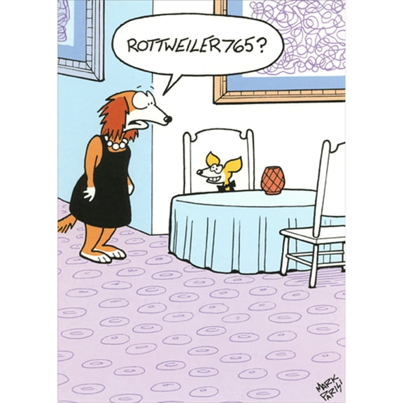Oatmeal Studios Online Date for Dogs at Restaurant Funny / Humorous Birthday Card