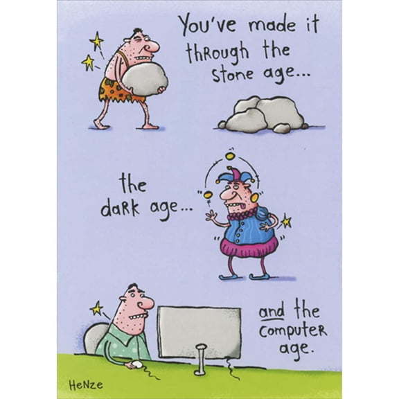 Oatmeal Studios Stone Age, Dark Age and Computer Age Funny Congratulations Retirement Card for Man