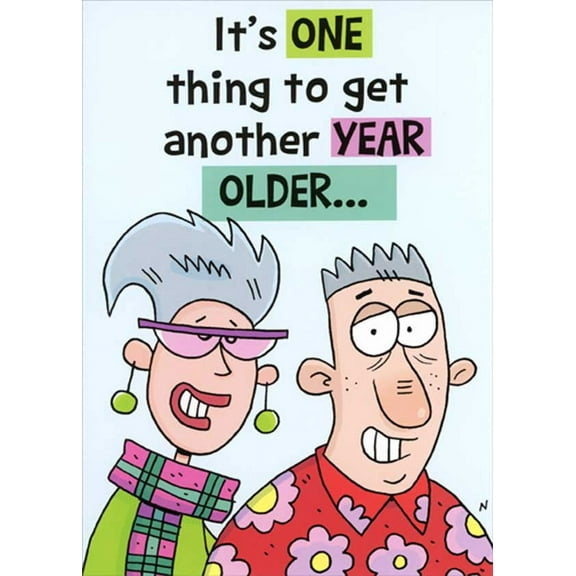 Oatmeal Studios Stylish Older Couple Another Year Older Funny / Humorous Birthday Card