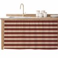 thumbnail image 1 of Oatmeal Tan Striped Sink Skirt for Bathroom, Self-Adhesive Under Sink Curtain, Farmhouse Country Minimalist Stripes Hide Pipes & Storage Fabric Cabinet Skirt Cover for Kitchen Laundry 32"x55", 1 of 8