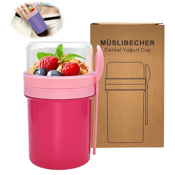 Oats Jars with Spoon and Lid,Reusable Cereal Yogurt Cups,6.3 x 3.7 Inch ...