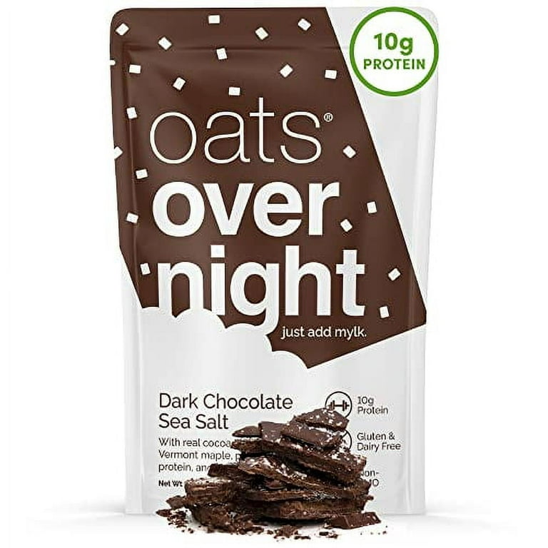 Oats Overnight - Dark Chocolate Sea Salt - Vegan, 10g Protein, High Fiber  Breakfast Shake - Gluten Free, Non GMO Oatmeal (2.2 oz per meal) (24 Pack)  
