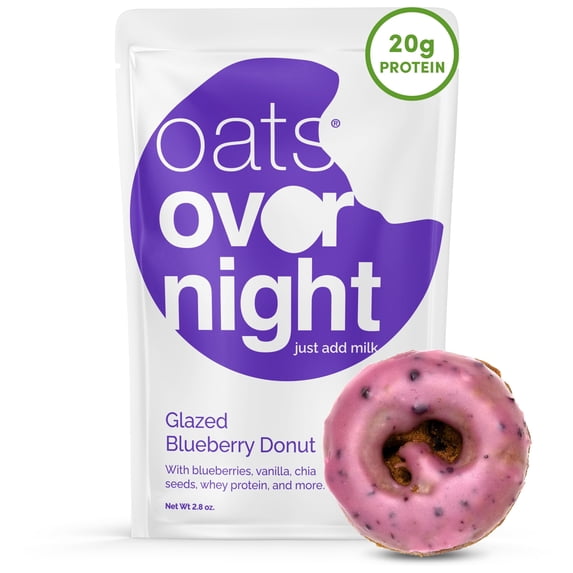Oats Overnight Protein Glazed Blueberry Donut Oatmeal, 2.8 oz (8 Pack)