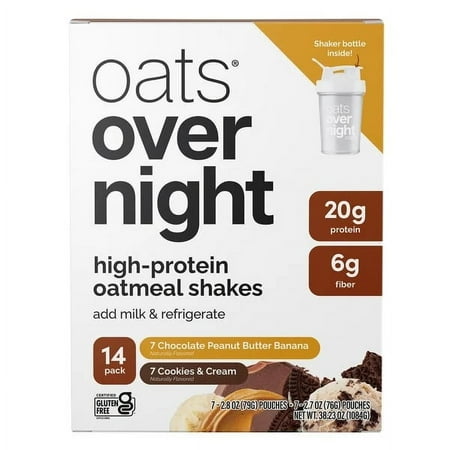 Oats Overnight High Protein Oatmeal Shake, Variety Pack, 14 Count