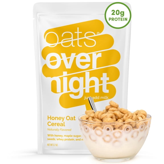 Oats Overnight Protein Honey Oat Cereal Oatmeal, 2.7 oz (16 Pack)