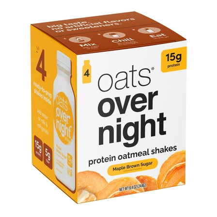 Oats Overnight Maple Brown Sugar Protein Overnight Oatmeal Shake, 4 pack