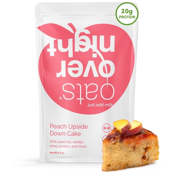 Oats Overnight Protein Peach Upside Down Cake Oatmeal, 2.7 oz (24 Pack)