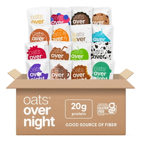 Oats Overnight Ultimate Variety Pack - High Protein, 5g Fiber Breakfast Protein Shake - Gluten Free Oatmeal, Non GMO High Protein Oatmeal - Green Apple Cinnamon, Coconut Cream Pie & More (16 Pack)