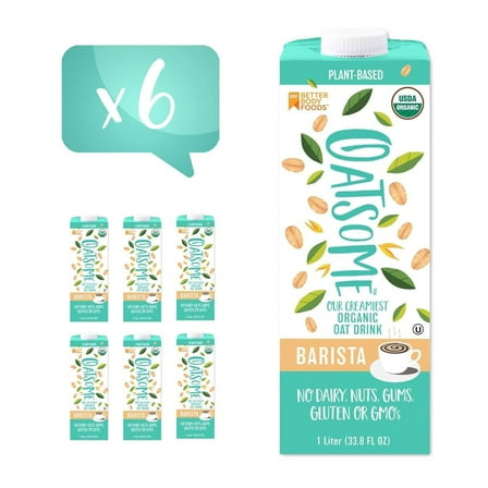 Oatsome Organic Oat Milk Barista, 33.8 fl oz, 6 pack