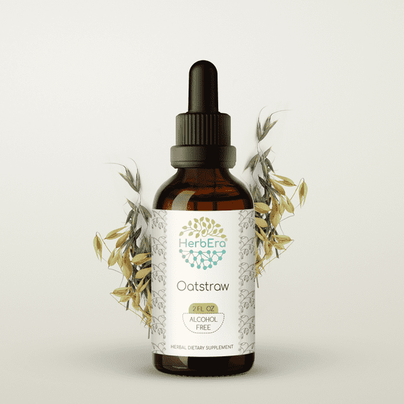 HerbEra Oatstraw Tincture, Herbal Dietary Supplement for Stress Support, Oatstraw (Avena sativa) Dried Tops Extract, Natural, Alcohol-Free, Drops 2 oz