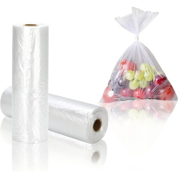 OausTect 12" X 16" Plastic Produce Bag Roll, Clear Food Storage Bags for Fruits Vegetable, 350 Bags/Roll, 8 Rolls