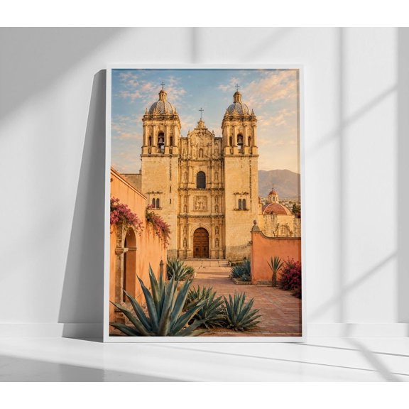 Oaxaca Mexico Church Print Santo Domingo Architecture Wall Art Agave Courtyard Art