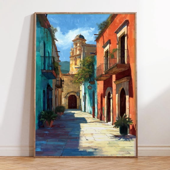 Oaxaca Mexico Colorful Colonial Historic Latin Town Print, Unframed Paper Print Size 12x18