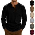 thumbnail image 1 of Oazcsf Corduroy Thermal Long Sleeve for Men Knit Warm Henley Button Pullover Sweater Lightweight Casual Knit Underwear Big and Tall Winter Tops, 1 of 8