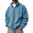 thumbnail image 1 of Oazcsf Men Full Zip Polar Fleece Jacket Fleece Stand Collar Long Sleeve Sweatshirt Winter Warm Loose Fit Outwear, 1 of 5